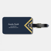 Chique blauw en Faux Gold geometrisch Bagagelabel (Achterkant horizontaal)