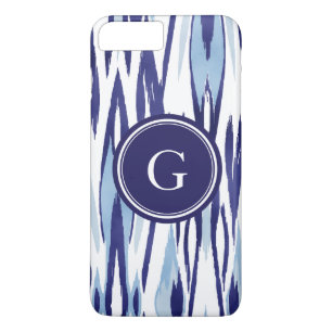 Chique blauw en wit aquarel ikat patroon iPhone 8/7 plus hoesje