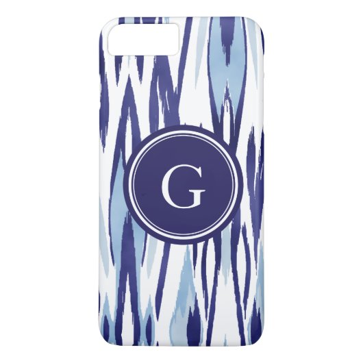 Chique blauw en wit aquarel ikat patroon Case-Mate iPhone case (Achterkant)