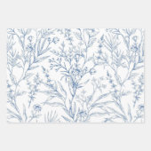 Chique blauw en wit bloemmotief inpakpapier vel (Voorkant)