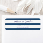 Chique Blauw en Wit Gestreept Adres Etiket (Insitu)