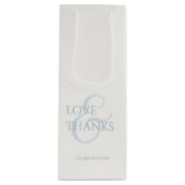 Chique Blauw en Wit Liefde & Bedankt Wijn Cadeautas (Voorkant)