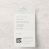 Chique Blauw en Wit Monogram Initialen All In One Uitnodiging (Binnen)