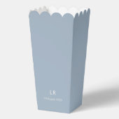 Chique Blauw en Wit Paar Monogram Popcorn Bedankdoosjes (Achterkant)