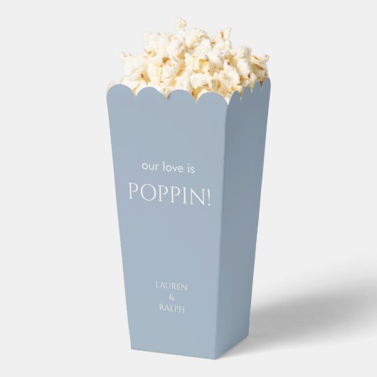 Chique Blauw en Wit Paar Monogram Popcorn Bedankdoosjes (Popped)