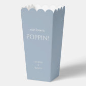 Chique Blauw en Wit Paar Monogram Popcorn Bedankdoosjes (Voorkant)