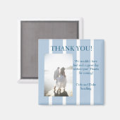 Chique Blauw en Wit Streep Dank u Favor Magnet (Voorkant / Achterkant)
