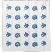 Chique blauw en wit vis Shell Beach House Douchegordijn (Voorkant)
