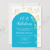 Chique blauw goud vlinder Fabulous verjaardag Kaart (Voorkant)