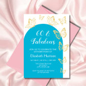 Chique blauw goud vlinder Fabulous verjaardag Kaart