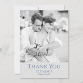 Chique blauw grijs foto overlay dank u kaart (Voorkant)
