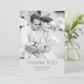 Chique blauw grijs foto overlay dank u kaart (Staand voorkant)