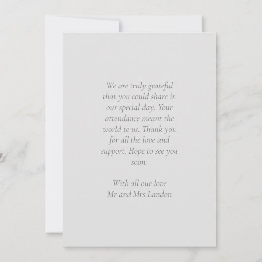 Chique blauw grijs foto overlay dank u kaart (Achterkant)