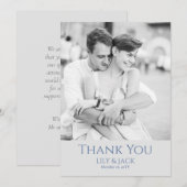 Chique blauw grijs foto overlay dank u kaart (Voorkant / Achterkant)