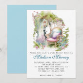 Chique blauw & groen bloementuinstoel Baby shower Kaart (Voorkant / Achterkant)