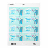 Chique Blauw Hawaii Martini Bruiloft Favor Labels (Full Sheet)