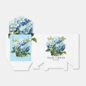 Chique Blauw Hydrangea Bloemenbruiloft Bedankdoosjes (Uitgevouwen)