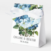 Chique Blauw Hydrangea Bloemenbruiloft Bedankdoosjes (Voorkant Zijde)