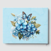 Chique Blauw Hydrangea Bloemenbruiloft Gastenboek (Achterkant)