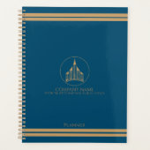 Chique blauw, lichtbruin & elegant vastgoedmakelaa planner (Voorkant)