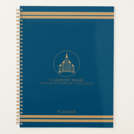 Chique blauw, lichtbruin & elegant vastgoedmakelaa planner