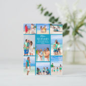 Chique blauw Mele Kalikimaka foto collage strand Feestdagenkaart (Staand voorkant)