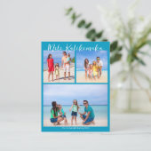 Chique Blauw Mele Kalikimaka Fotocollage Kerstmis Briefkaart (Staand voorkant)