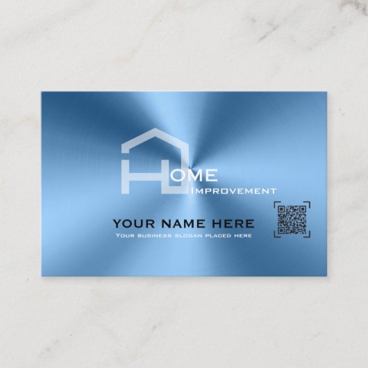 Chique Blauw metallic modern visitekaartje (Voorkant)