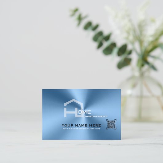 Chique Blauw metallic modern visitekaartje (Staand voorkant)