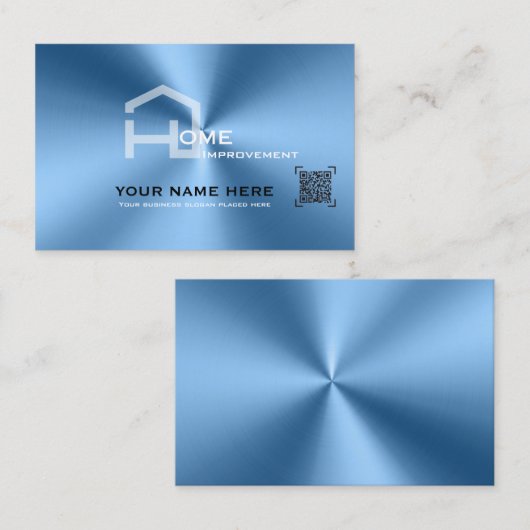 Chique Blauw metallic modern visitekaartje (Voorkant / Achterkant)