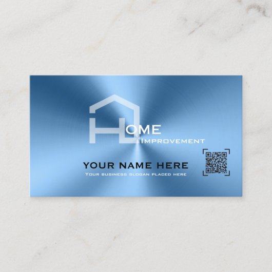 Chique Blauw metallic modern visitekaartje (Voorkant)