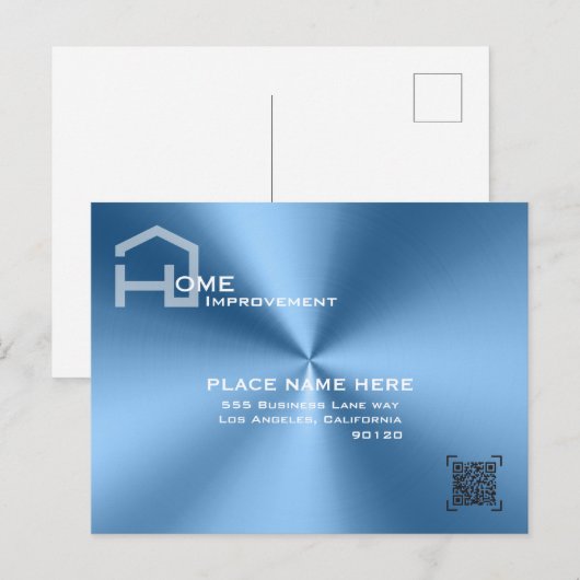 Chique Blauw metallic moderne business Briefkaart (Voorkant / Achterkant)
