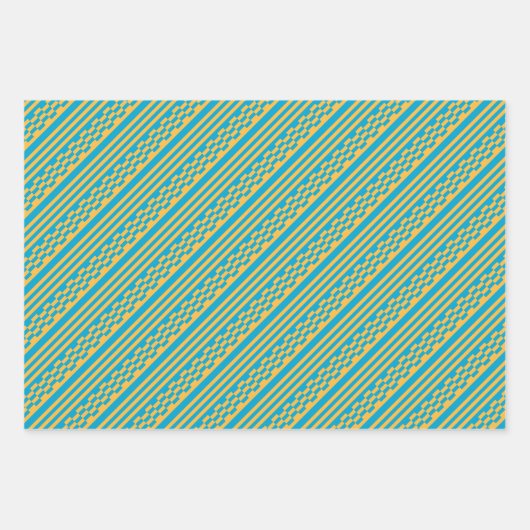 Chique blauw 'n geel inpakpapier flat sheet set vel (Voorkant 2)