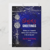 Chique blauw ornamenten glitter kerst nieuwjaar (Voorkant)