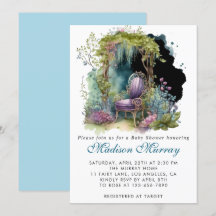 Chique Blauw & Paarse Bloemen Tuin Stoel Baby show