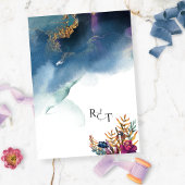 Chique blauw Paarse bruiloft Elopement Aankondigin Kaart