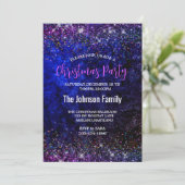 Chique blauw paarse faux glitter kerst kaart (Staand voorkant)