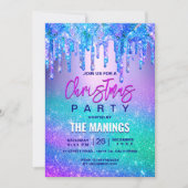 Chique blauw paarse ombre glitter druipt Kerstmis Kaart (Voorkant)