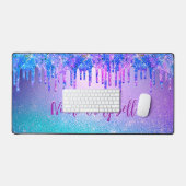 Chique blauw paarse ombre glitter druppels bureaumat (Keyboard & Muis)