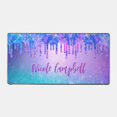 Chique blauw paarse ombre glitter druppels bureaumat (Voorkant)