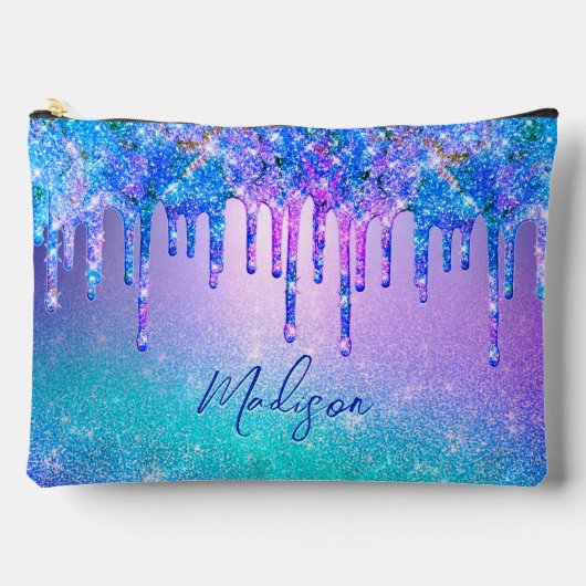 Chique blauw paarse ombre glitter druppels etui (Voorkant)