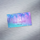 Chique blauw paarse ombre glitter druppels magnetisch visitekaartje (Voorbeeld)