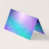 Chique blauw paarse ombre glitter druppels visitekaartje (Achterkant)