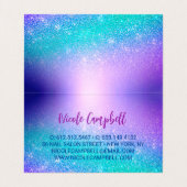 Chique blauw paarse ombre glitter druppels visitekaartje (Binnenkant ongevouwen)