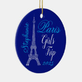 Chique blauw Paris Eiffel Tower Girls Trip Keramisch Ornament (Rechts)