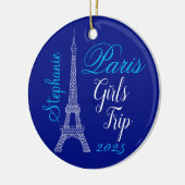 Chique blauw Paris Eiffel Tower Girls Trip Keramisch Ornament (Links)