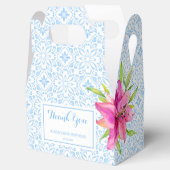 Chique Blauw Portugees Azulejo Mozaïek Lily Dank u Bedankdoosjes (Geopend)