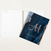 Chique blauw Roos gouden glitter agaat monogram 20 Planner (Display)