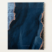 Chique blauw Roos gouden glitter agaat monogram 20 Planner (Achterkant)