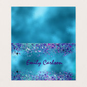 Chique Blauw roze iriserende glitter Visitekaartje (Buitenkant ongevouwen)